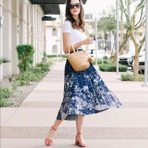 Anthropologie haven blue printed pleated skirt NWT